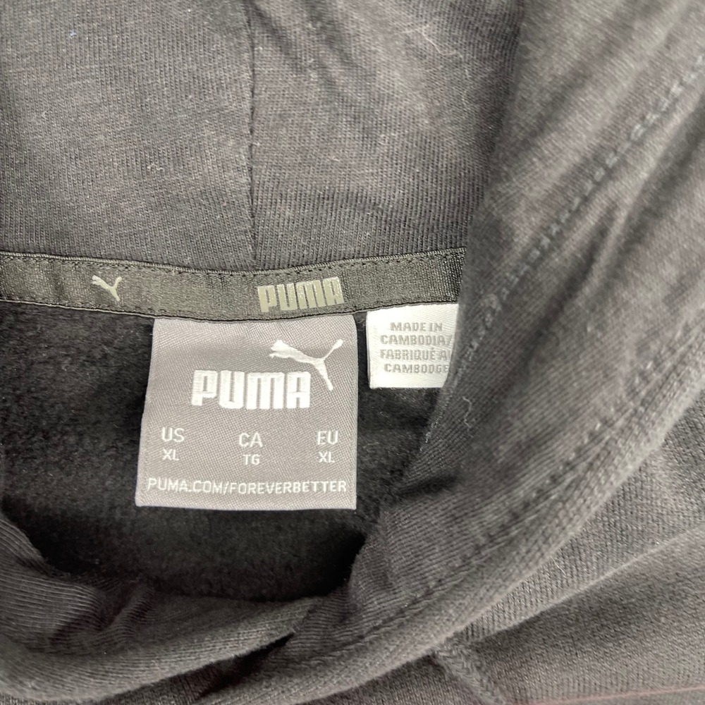 Puma Hoodie Mens XL Black Red Textured Logo Graphic Fleece Long Sleeve - Picture 7 of 14